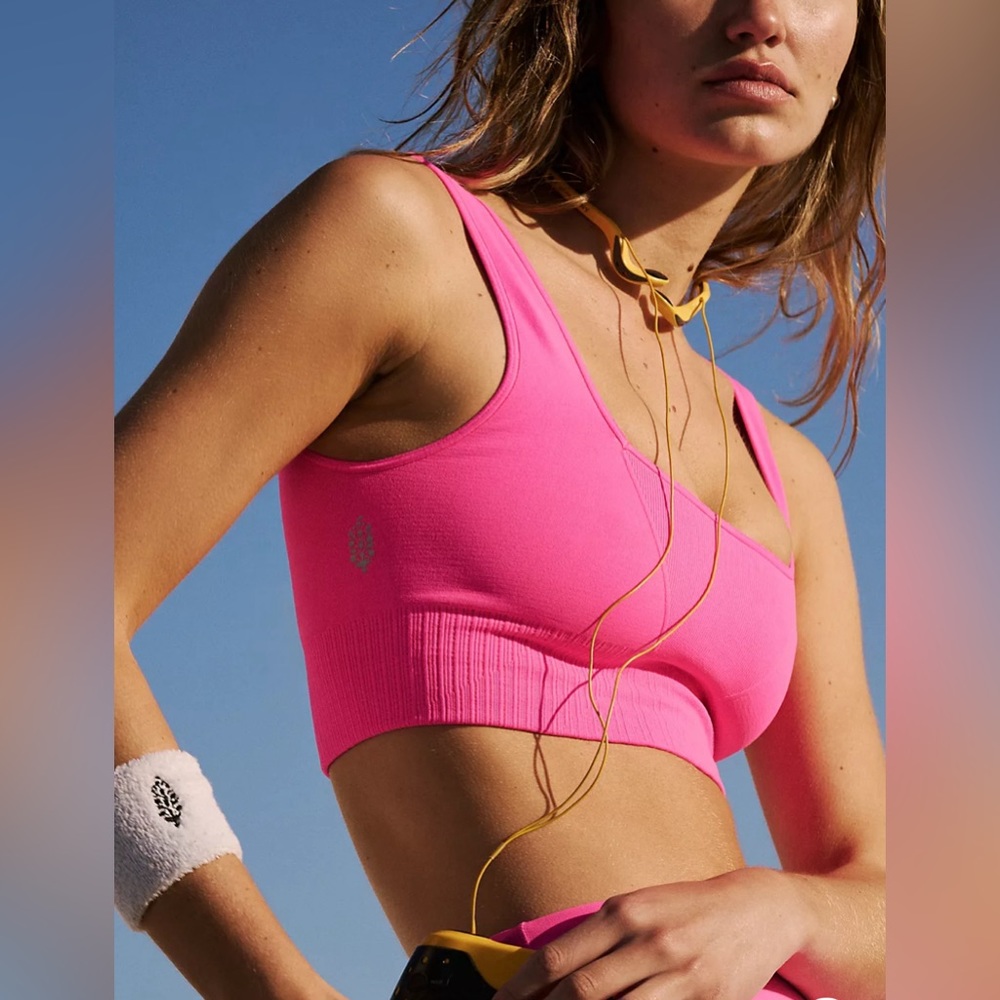 Free People | Good Karma Square Neck Bra NWOT | Hot Pink